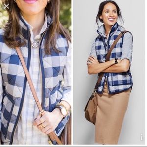 J.Crew Quilted Navy Plaid Puffer Vest